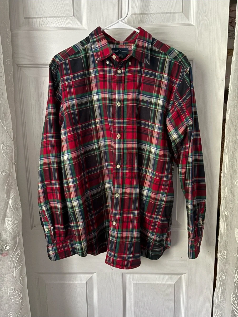 Ralph Lauren Boys Plaid Long Sleeve cotton Button Up Shirt Size XL 18-20
